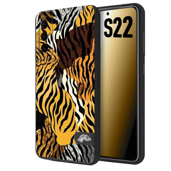 CUSTOMIZZA - Custodia cover nera morbida in tpu compatibile per Samsung S22 leopardato tigrato tiger colorata donna fashion estate