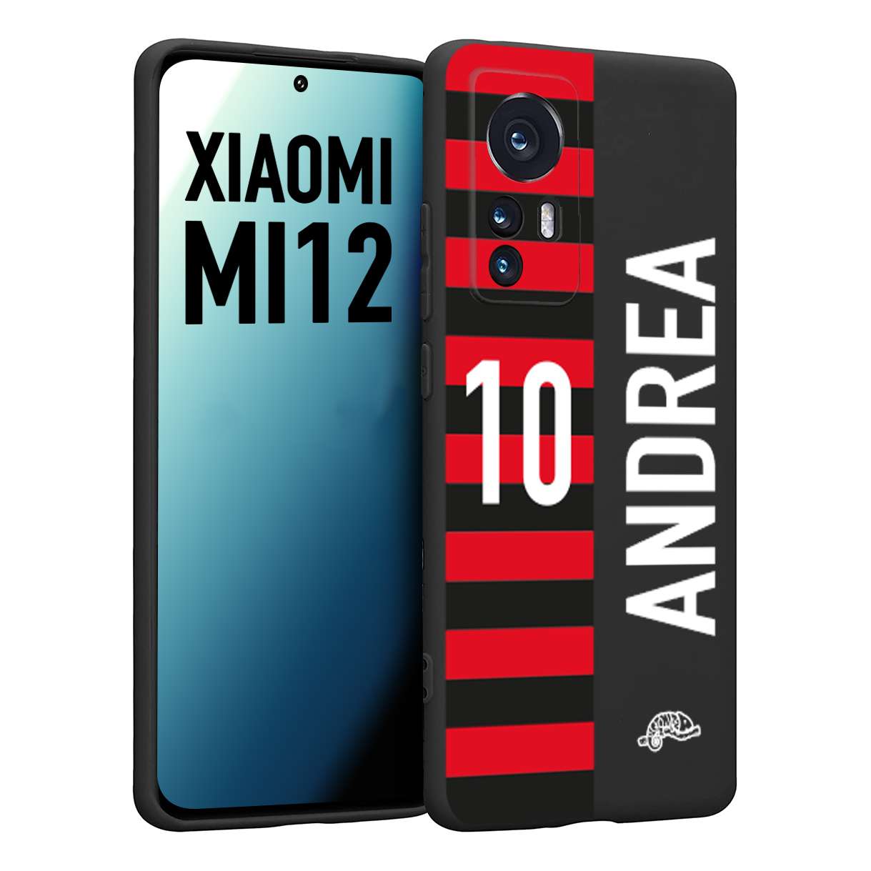 CUSTOMIZZA - Custodia cover nera morbida in tpu compatibile per Xiaomi 12 5G personalizzata calcio football nome e numero calciatori rossonera