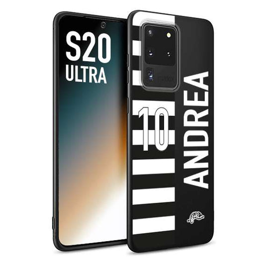 CUSTOMIZZA - Custodia cover nera morbida in tpu compatibile per Samsung S20 ULTRA personalizzata calcio football nome e numero calciatori bianconera