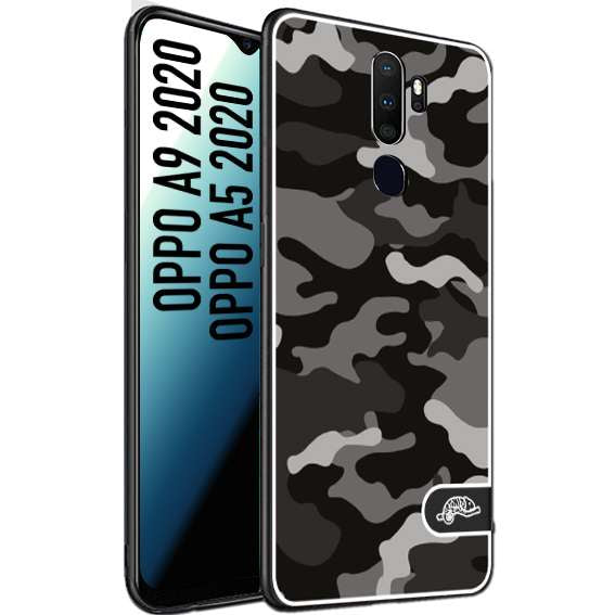 CUSTOMIZZA - Custodia cover nera morbida in tpu compatibile per Oppo A9 2020 - A5 2020 camouflage mimetico militare nero black grigio