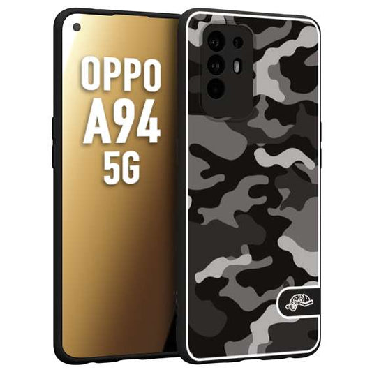 CUSTOMIZZA - Custodia cover nera morbida in tpu compatibile per Oppo A94 5G camouflage mimetico militare nero black grigio