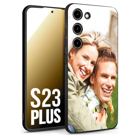 CUSTOMIZZA - Custodia cover nera morbida in tpu compatibile per Samsung S23 PLUS personalizzata con foto immagine scritta a piacere