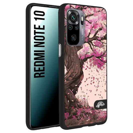 CUSTOMIZZA - Custodia cover nera morbida in tpu compatibile per Xiaomi Redmi Note 10 giapponese colori morbidi fiori di ciliegio rosa disegnata