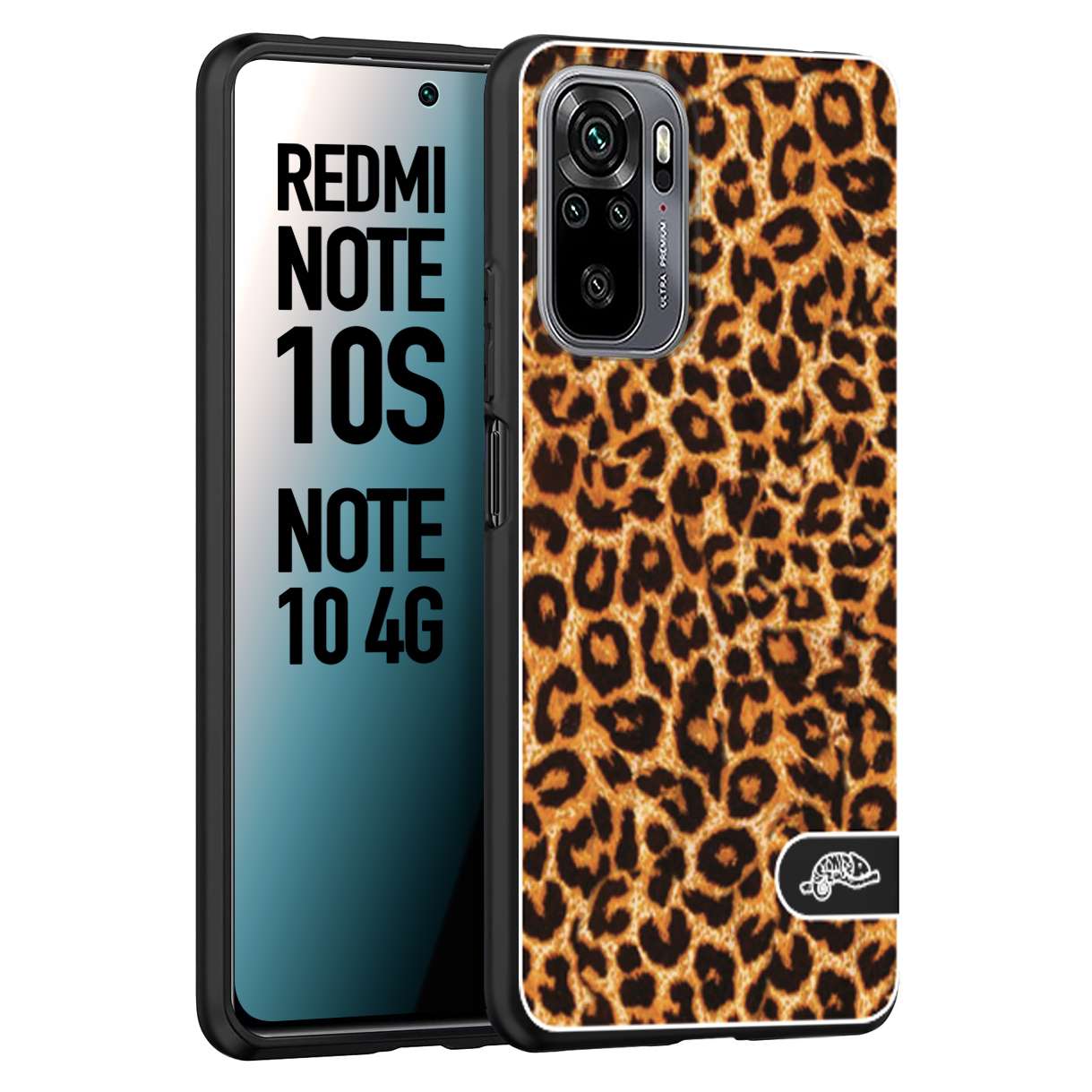 CUSTOMIZZA - Custodia cover nera morbida in tpu compatibile per Xiaomi Redmi Note 10S leopardato maculato donna marrone leopard brown