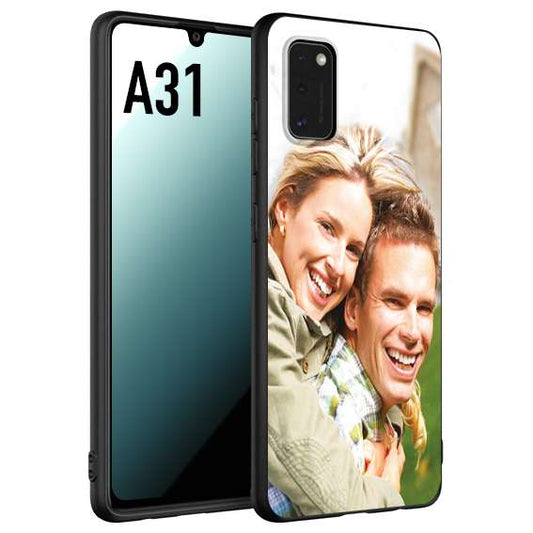 CUSTOMIZZA - Custodia cover nera morbida in tpu compatibile per Samsung A31 personalizzata con foto immagine scritta a piacere