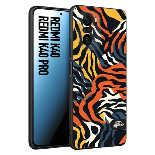 CUSTOMIZZA - Custodia cover nera morbida in tpu compatibile per Xiaomi Redmi K40 - K40 Pro leopardato maculato tigrato tiger colorata gialla blu arancio