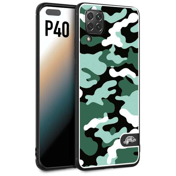 CUSTOMIZZA - Custodia cover nera morbida in tpu compatibile per Huawei P40 camouflage mimetico militare verde green