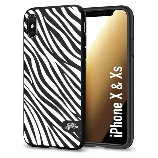 CUSTOMIZZA - Custodia cover nera morbida in tpu compatibile per iPhone X - Xs zebrata maculata a rilievo soft touch donna bianca