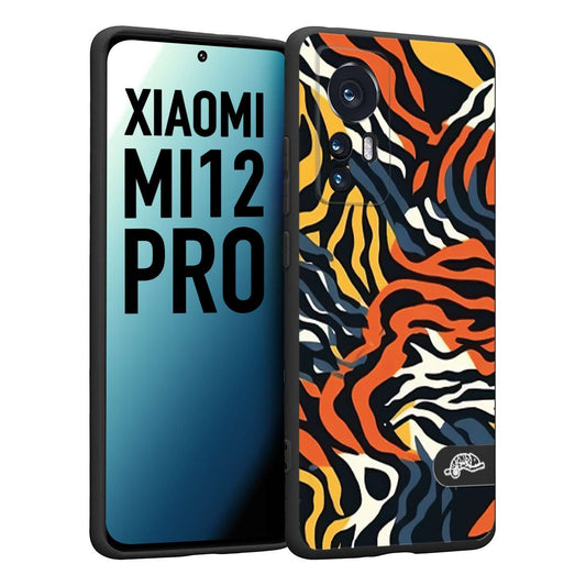 CUSTOMIZZA - Custodia cover nera morbida in tpu compatibile per Xiaomi 12 PRO leopardato maculato tigrato tiger colorata gialla blu arancio