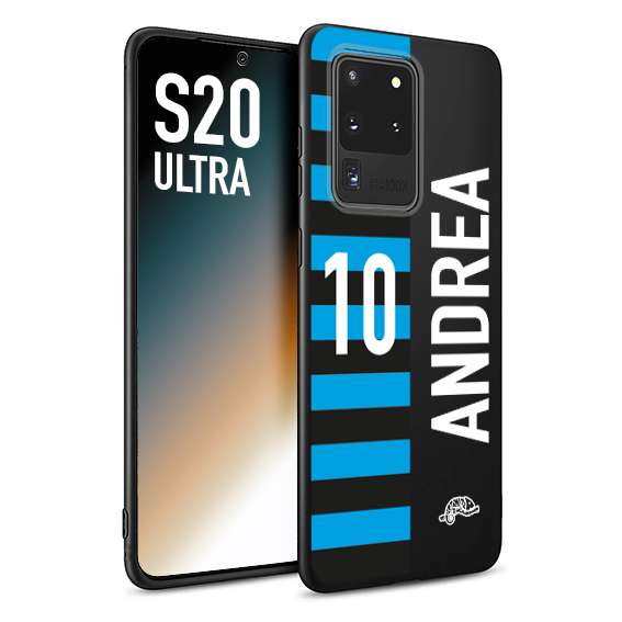 CUSTOMIZZA - Custodia cover nera morbida in tpu compatibile per Samsung S20 ULTRA personalizzata calcio football nome e numero calciatori nerazzurra