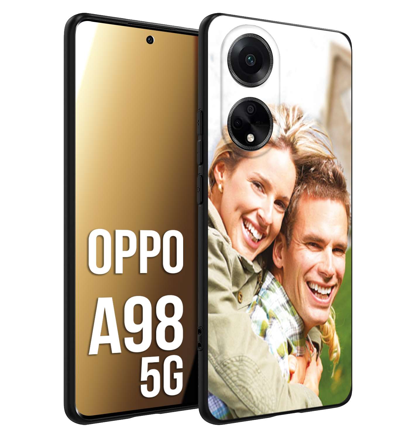 CUSTOMIZZA - Custodia cover nera morbida in tpu compatibile per Oppo A98 5G personalizzata con foto immagine scritta a piacere