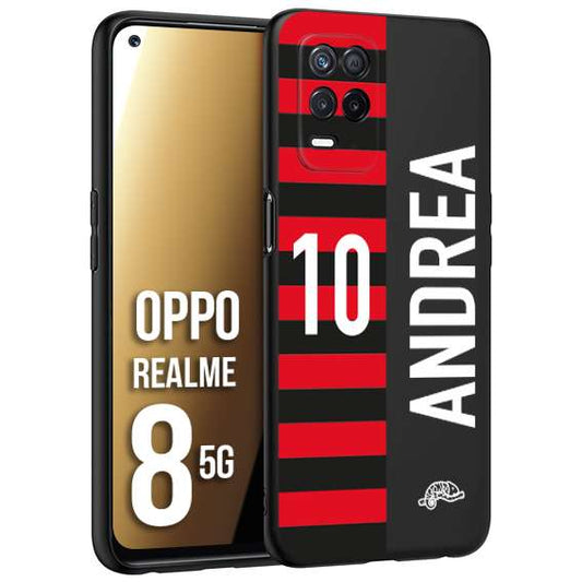 CUSTOMIZZA - Custodia cover nera morbida in tpu compatibile per Oppo Realme 8 5G personalizzata calcio football nome e numero calciatori rossonera