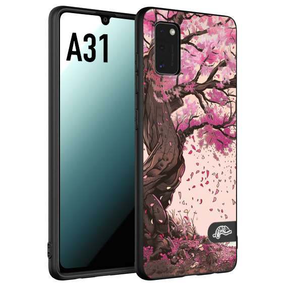 CUSTOMIZZA - Custodia cover nera morbida in tpu compatibile per Samsung A31 giapponese colori morbidi fiori di ciliegio rosa disegnata