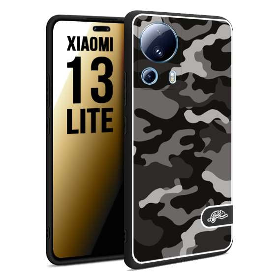 CUSTOMIZZA - Custodia cover nera morbida in tpu compatibile per Xiaomi 13 LITE camouflage mimetico militare nero black grigio