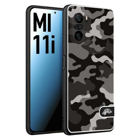 CUSTOMIZZA - Custodia cover nera morbida in tpu compatibile per Xiaomi Mi 11i camouflage mimetico militare nero black grigio