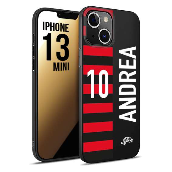 CUSTOMIZZA - Custodia cover nera morbida in tpu compatibile per iPhone 13 MINI personalizzata calcio football nome e numero calciatori rossonera