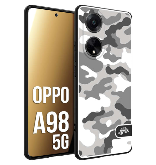 CUSTOMIZZA - Custodia cover nera morbida in tpu compatibile per Oppo A98 5G camouflage mimetico militare bianco white