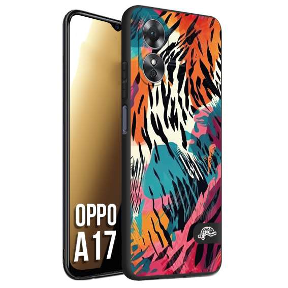 CUSTOMIZZA - Custodia cover nera morbida in tpu compatibile per Oppo A17 leopardato maculato tigrato tiger colorata summer color