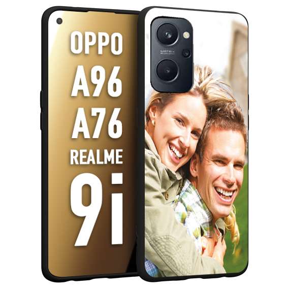 CUSTOMIZZA - Custodia cover nera morbida in tpu compatibile per Oppo Realme 9i - A96 - A76 personalizzata con foto immagine scritta a piacere