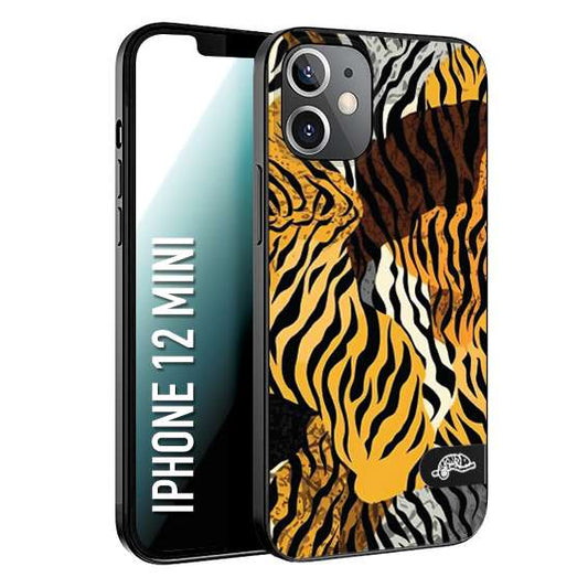 CUSTOMIZZA - Custodia cover nera morbida in tpu compatibile per iPhone 12 MINI leopardato tigrato tiger colorata donna fashion estate