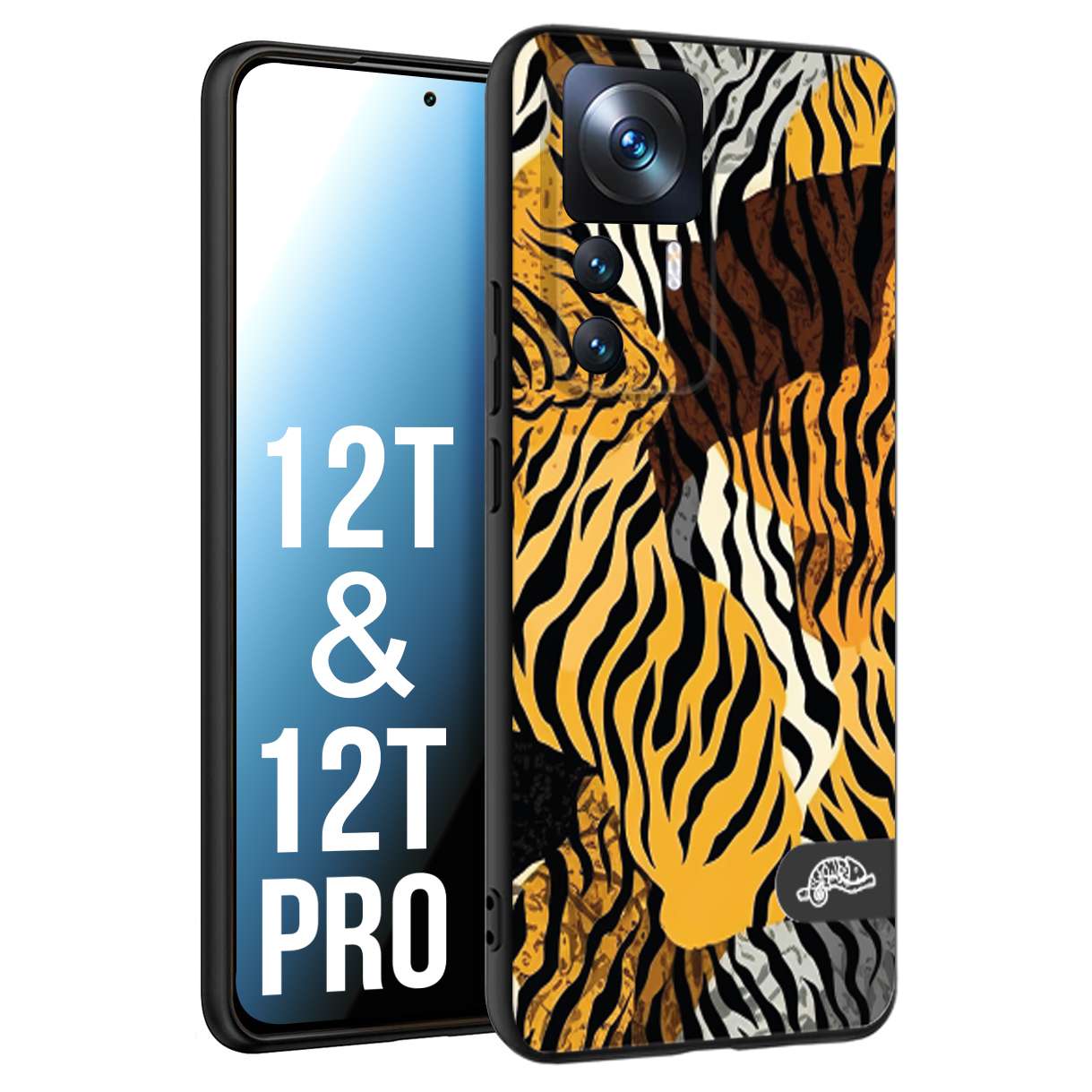 CUSTOMIZZA - Custodia cover nera morbida in tpu compatibile per Xiaomi 12T - 12T PRO leopardato tigrato tiger colorata donna fashion estate