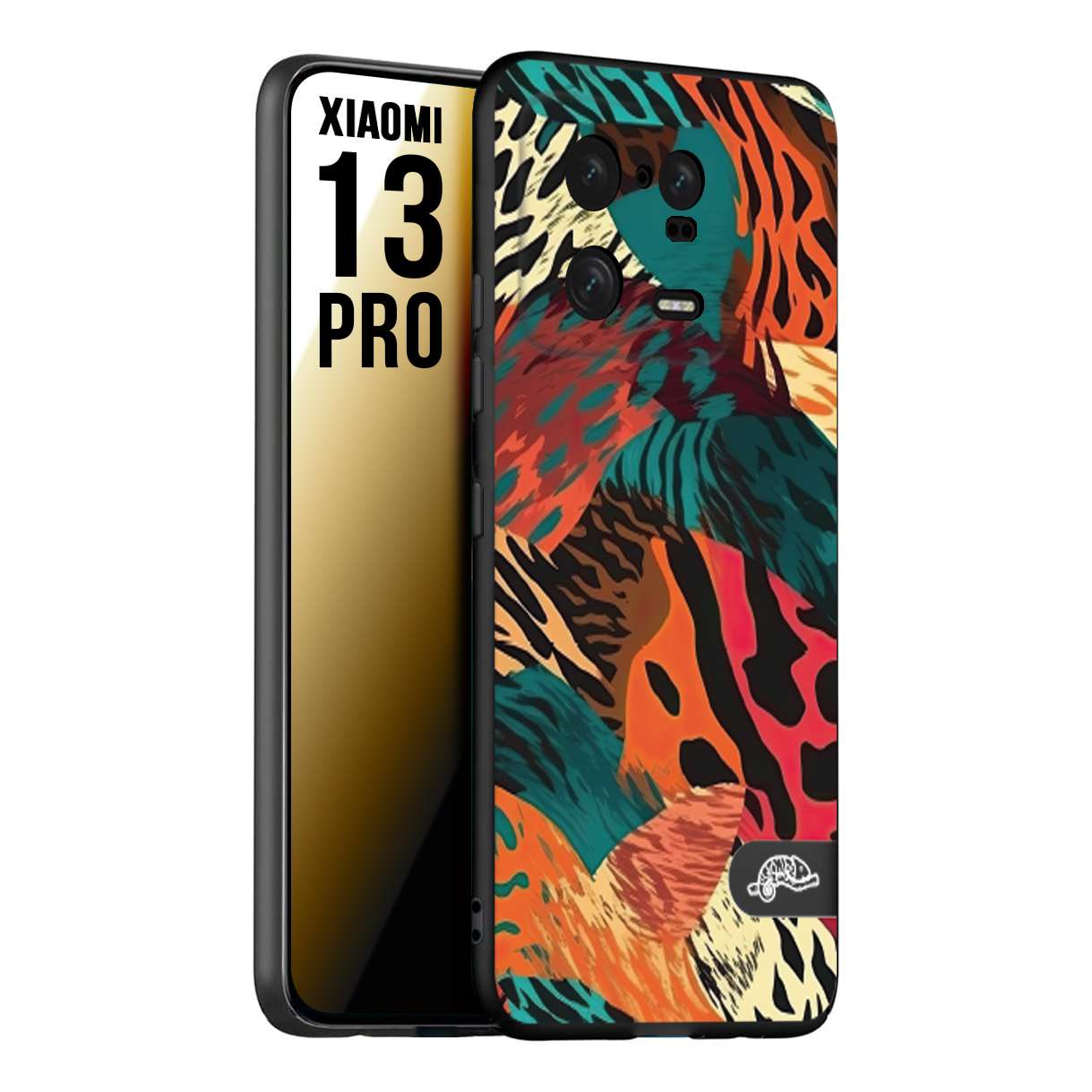 CUSTOMIZZA - Custodia cover nera morbida in tpu compatibile per Xiaomi 13 PRO leopardato tigrato tiger colorata summer arancio verde fucsia