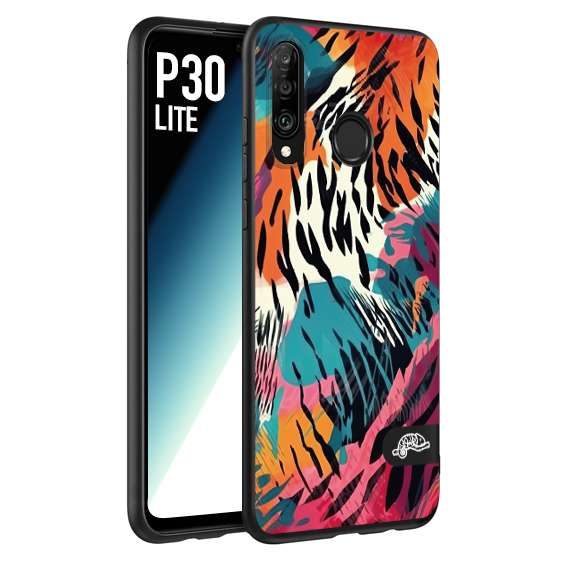 CUSTOMIZZA - Custodia cover nera morbida in tpu compatibile per Huawei P30 LITE leopardato maculato tigrato tiger colorata summer color