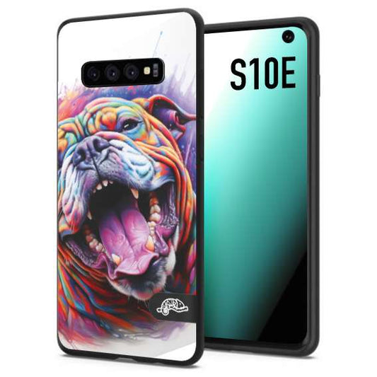 CUSTOMIZZA - Custodia cover nera morbida in tpu compatibile per Samsung S10E animali color bulldog cane dog colori vibranti disegnato schizzo