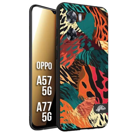 CUSTOMIZZA - Custodia cover nera morbida in tpu compatibile per Oppo A57 5G - A77 5G leopardato tigrato tiger colorata summer arancio verde fucsia