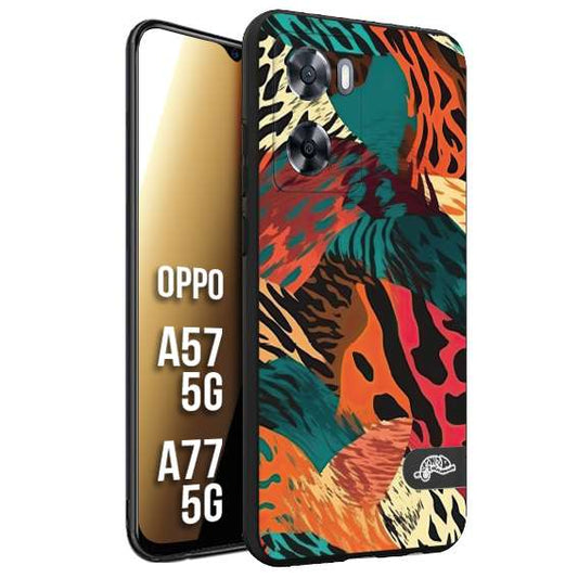 CUSTOMIZZA - Custodia cover nera morbida in tpu compatibile per Oppo A57 5G - A77 5G leopardato tigrato tiger colorata summer arancio verde fucsia