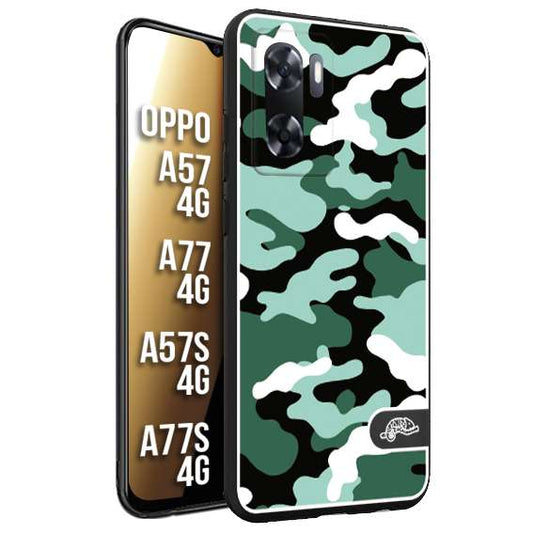 CUSTOMIZZA - Custodia cover nera morbida in tpu compatibile per Oppo A57 - A77 - A57S - A77S (4G) camouflage mimetico militare verde green