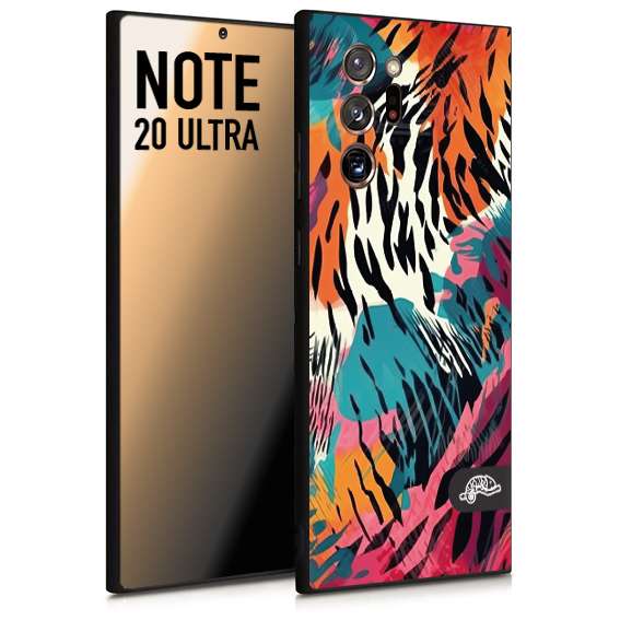 CUSTOMIZZA - Custodia cover nera morbida in tpu compatibile per Samsung NOTE 20 ULTRA leopardato maculato tigrato tiger colorata summer color