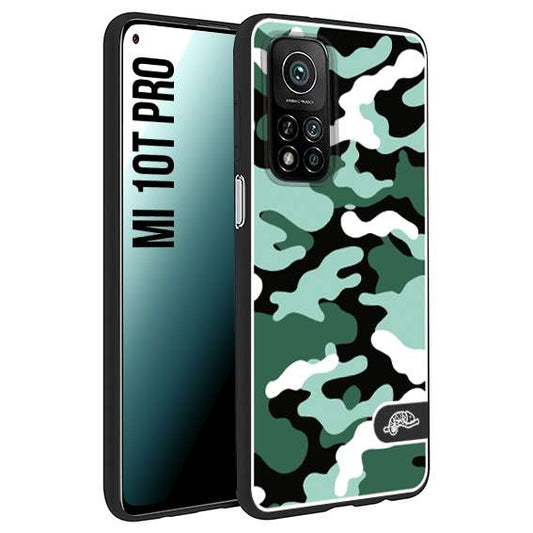 CUSTOMIZZA - Custodia cover nera morbida in tpu compatibile per Xiaomi Mi 10T PRO camouflage mimetico militare verde green