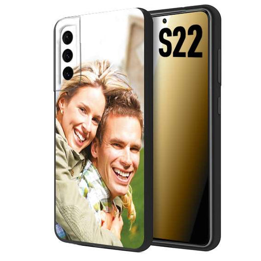 CUSTOMIZZA - Custodia cover nera morbida in tpu compatibile per Samsung S22 personalizzata con foto immagine scritta a piacere