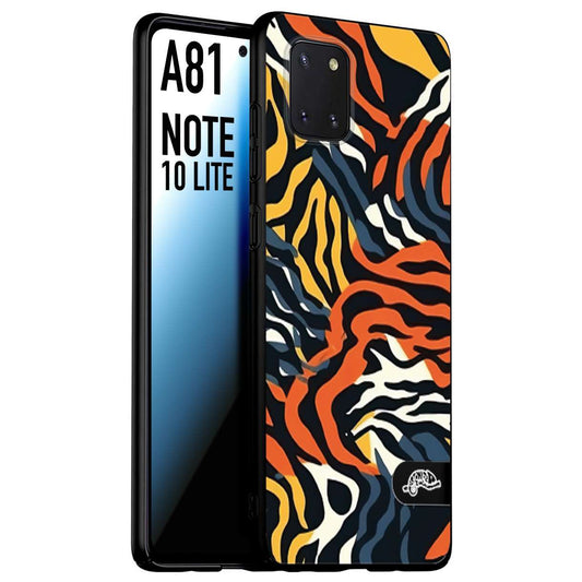 CUSTOMIZZA - Custodia cover nera morbida in tpu compatibile per Samsung A81 - Note 10 Lite leopardato maculato tigrato tiger colorata gialla blu arancio