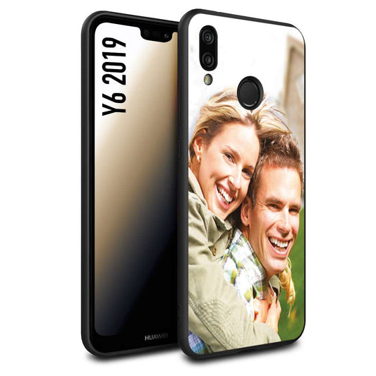 CUSTOMIZZA - Custodia cover nera morbida in tpu compatibile per Huawei Y6 2019 personalizzata con foto immagine scritta a piacere