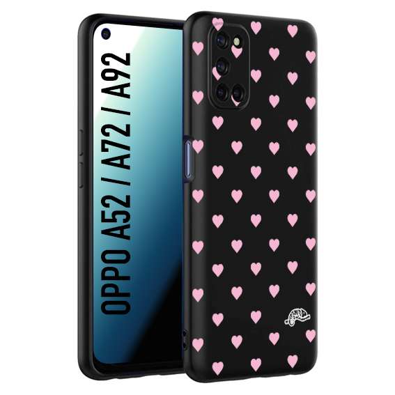 CUSTOMIZZA - Custodia cover nera morbida in tpu compatibile per Oppo A52 - A72 - A92 cuori pois rosa su nero donna pin up vintage