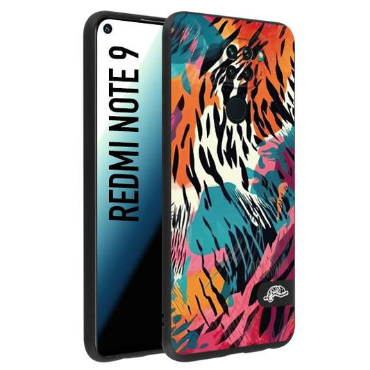 CUSTOMIZZA - Custodia cover nera morbida in tpu compatibile per Xiaomi Redmi Note 9 leopardato maculato tigrato tiger colorata summer color