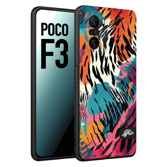 CUSTOMIZZA - Custodia cover nera morbida in tpu compatibile per Xiaomi Poco F3 leopardato maculato tigrato tiger colorata summer color