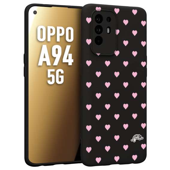 CUSTOMIZZA - Custodia cover nera morbida in tpu compatibile per Oppo A94 5G cuori pois rosa su nero donna pin up vintage