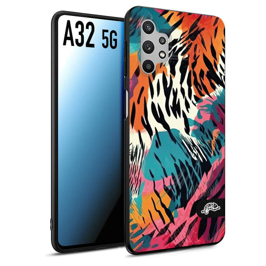 CUSTOMIZZA - Custodia cover nera morbida in tpu compatibile per Samsung A32 5G leopardato maculato tigrato tiger colorata summer color