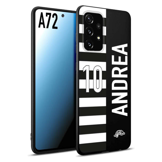 CUSTOMIZZA - Custodia cover nera morbida in tpu compatibile per Samsung A72 personalizzata calcio football nome e numero calciatori bianconera