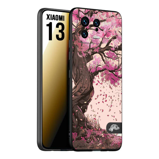 CUSTOMIZZA - Custodia cover nera morbida in tpu compatibile per Xiaomi 13 giapponese colori morbidi fiori di ciliegio rosa disegnata