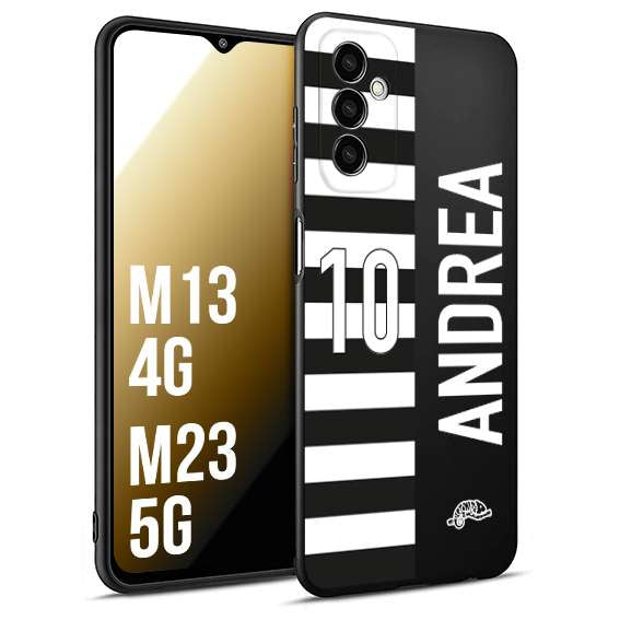 CUSTOMIZZA - Custodia cover nera morbida in tpu compatibile per Samsung M13 4G - M23 5G personalizzata calcio football nome e numero calciatori bianconera