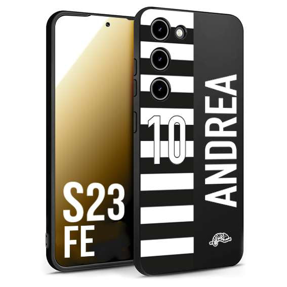 CUSTOMIZZA - Custodia cover nera morbida in tpu compatibile per Samsung S23 FE personalizzata calcio football nome e numero calciatori bianconera