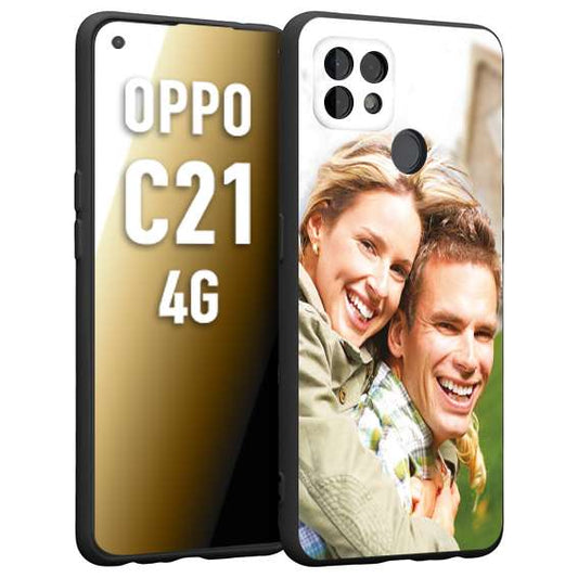 CUSTOMIZZA - Custodia cover nera morbida in tpu compatibile per Oppo Realme C21 4G personalizzata con foto immagine scritta a piacere