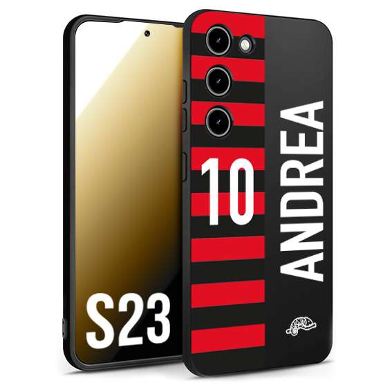 CUSTOMIZZA - Custodia cover nera morbida in tpu compatibile per Samsung S23 personalizzata calcio football nome e numero calciatori rossonera