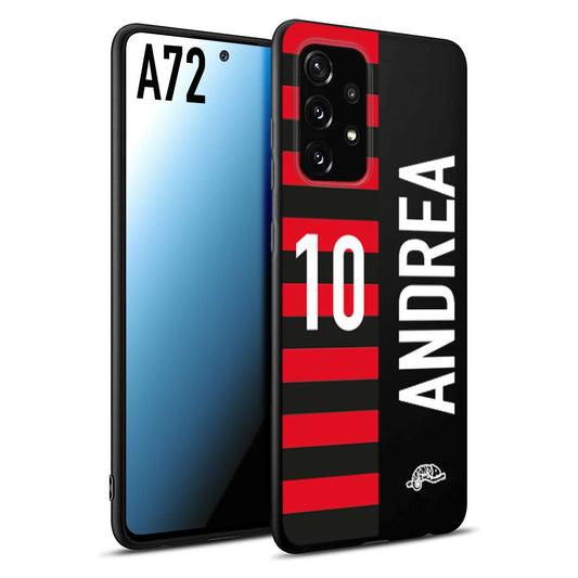 CUSTOMIZZA - Custodia cover nera morbida in tpu compatibile per Samsung A72 personalizzata calcio football nome e numero calciatori rossonera