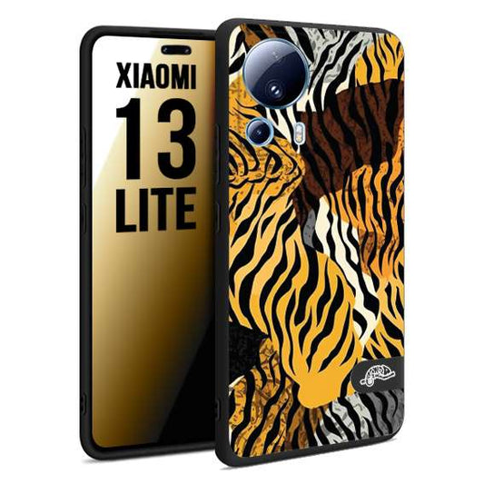 CUSTOMIZZA - Custodia cover nera morbida in tpu compatibile per Xiaomi 13 LITE leopardato tigrato tiger colorata donna fashion estate