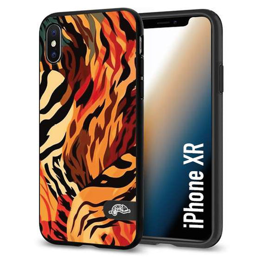 CUSTOMIZZA - Custodia cover nera morbida in tpu compatibile per iPhone Xr leopardato maculato tigrato tiger colorata gialla rossa arancio